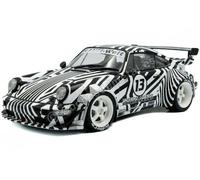 2022 Porsche 911 (964) RWB Rauh-Welt "THE ZEBRA" Blanco/Negro 1:18 Solido S18075