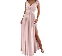 2022 Vestidos Larga para Mujer, Elegante Encaje Fiesta Vestidos Sexy Vestido de Cóctel sin Manga Vestido de Noche Moda Slim Fit Vestidos Largo con Abertura Formal Vestido de Novia Dama de Honor