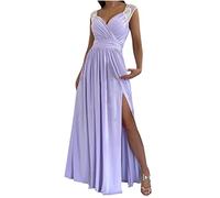 2022 Vestidos Larga para Mujer, Elegante Encaje Fiesta Vestidos Sexy Vestido de Cóctel sin Manga Vestido de Noche Moda Slim Fit Vestidos Largo con Abertura Formal Vestido de Novia Dama de Honor…