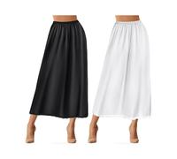 2023-2 Pieces Half Slip Lace Long Underskirt Women's Satin Half Slip Half Slips for Under Dresses Slip-1