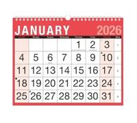 2023 A4 Facil Vista Mensual con Espiral Pared Planificador Calendario Horizontal Hogar Trabajo Oficina - Multi