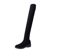 2023 Botas Mujer Overknee High Heels Tacón Alto Chunkyrayan Botas Altas Mujer Botas Rodilla Elegante Ante Botas Caña Alta Moda Botas Muslo Sexy Cordones Botas Largas con Tacón