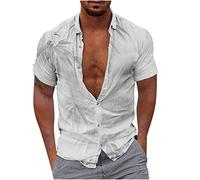 2023 Camisas Manga Corta Hombre, Verano Hawaii Impresión Casual Moda Cuello en V Botones Cárdigan T-Shirt Blusas Camisas Camiseta Suelto Original Playa básic Tops Vacaciones