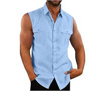 2023 Camisetas de Tirantes Hombre,Verano Algodón y lino Camisa sin mangas Moda básica Casual Deporte gym Original Slim Fit Camisetas de Tirantes Color sólido Tank Top Shirts camisas Tee