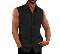 2023 Camisetas de Tirantes Hombre,Verano Algodón y lino Camisa sin mangas Moda básica Casual Deporte gym Original Slim Fit Camisetas de Tirantes Color sólido Tank Top Shirts camisas Tee