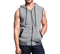 2023 Camisetas de Tirantes Hombre Verano Moda Camiseta sin Mangas con Capucha Diario Casual Deporte Gym Original Cremallera Bolsillos Chandal Patchwork Tank Top Chaleco T-Shirt básic tee