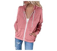 2023 Chaqueta con capucha Mujer otoño Primavera cremalleras Cardigan Manga Larga Cómodo deportivo Sudadera con capucha Abrigo Suelto Moda Casual jogging Sweatshirt bolsillo Color sólido Jersey