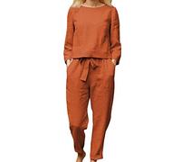 2023 Conjunto Dos Piezas Mujer Casual Camiseta manga larga y Pantalones cordón otoño Primavera Deportivo Jogging Traje Talla grande Suelto Conjunto Moda Cómodo Color sólido Casa Pijama Chandal