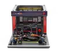 2023 Garaje Pit Lane + Red Bull Team RB19 Nº1 Max Verstappen + Figuras y Accesor