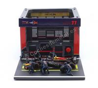 2023 Garaje Pit Lane Red Bull Team RB19 Nº11 Sergio Pérez Con Figuras del Equipo