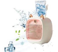 2023 Kids Portable Water Air-conditioning Fan, Mini Rechargeable Evaporative Air Cooler, 3 Speeds Adjustable Personal Air Conditioner Fan & Humidifier for Home Office Bedroom (Color : Pink)