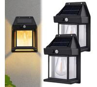 2023 New Outdoor Solar Wall Lamp, Solar Tungsten Wall Light, Wireless Dusk to Dawn Motion Sensor, Waterproof Outdoor Solar Motion Sensors Wall Lights (Black,2 Pcs)