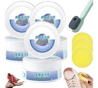 2023 Nueva crema multifunción de limpieza y eliminación de manchas, crema de limpieza multiusos, crema de limpieza de zapatos blanca con esponja, limpieza rápida sin necesidad de lavar (3 unidades)