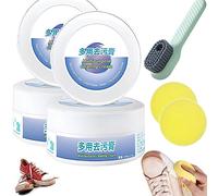 2023 Nueva crema multifunción de limpieza y eliminación de manchas, crema de limpieza multiusos, crema de limpieza de zapatos blanca con esponja, limpieza rápida sin necesidad de lavar (2 unidades)
