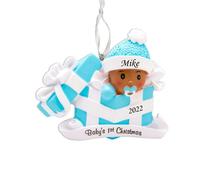 2023 Ornamento personalizado El primer beb afroamericano de Navidad del beb en el presente adorno de rbol de Navidad Decoracin personalizada pers