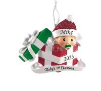 2023 Ornamento personalizado El primer beb de gnero navideo del beb en el presente adorno de rbol de Navidad decoracin artesanal personalizaci