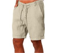 2023 Pantalones Cortos Hombre Verano Casual Moda Lino de algodón Deporte Running Pants Jogging Original Color sólido Cortos Pantalon Suelto Cómodo Cordón Pantalones de Playa Shorts