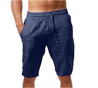 2023 Pantalones Cortos Hombre Verano Lino de algodón Casual Moda Deporte Running Pants Jogging Original Color sólido Cortos Pantalon Suelto Cómodo Pantalones Cordón Playa Shorts Talla Grande