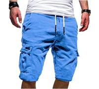 2023 Pantalones Cortos Hombre Verano Moda Pantalón con Bolsillos Laterales Original Color sólido Vintage Bermuda Shorts Pantalones Deporte con Cordón Elástico Running Correr Playa Talla Grande