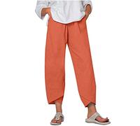 2023 Pantalones Mujer Lino de algodón Pantalón Cintura Alta Casual Moda Baggy Verano Color Sólido Impresión Suelto Pantalones Cómodo Ligeros Bolsillos Playa Talla Grande Yoga Pants
