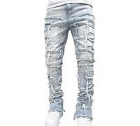 2023 Pantalones Vaqueros Hombre Pantalones Moda Jeans Trend Pantalones Largo Roto Y2k Elástico Skinny Pantalon Pants Casual Jeans Fitness Slim Fit Original Pantalones Clásico Mezclilla Denim