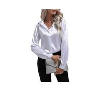 2023 Primavera Verano Camisa de satén Mujer Cuello en V Manga Larga Camisa de Oficina Blusas señoras Negro Blanco Seda Camisas Sueltas para Mujeres
