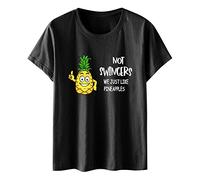 2023 Primavera Verano Lindo Patrón Cintura Interesante Mujer Piña Camiseta Impreso Top Leggings Con, Negro , XXL