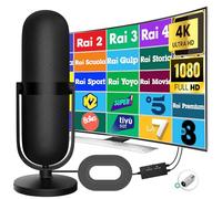 2024 Antena de TV Interior - Antena de TV Digital Terrestre con Potente Amplificador & 500 km de Distancia de Recepción, Antena de TV Portátil Soporte 4K/1080P HDTV, Cable Coaxial de 5 m Incluido