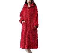 2024 Bata Mujer Invierno Ofertas Flash Del Dia,Bata Manta Polar Mujer Suave y Cómodo Bata de Casa Señora Larga con Bolsillos Suave Algodón Ropa de Dormir Espesado y Cálido Pijama Mujer Invierno Polar