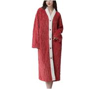 2024 Bata Mujer Invierno Ofertas, Manta Polar Suave y Cómoda Con Bolsillos, Ropa de Dormir Larga Para Casa, Loungewear Cálido, Pijama Señora