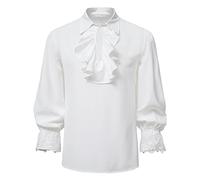 2024 Camisa de Manga Larga Hombre Camiseta Color sólido Medieval Vintag Retro gótico Steampunk Elegante Volante Moda Original T-Shirt Camisa Suelto Fiesta Disfraz Tops tee Traje