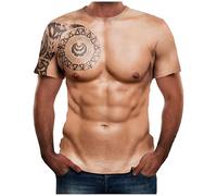 2024 Camiseta de Manga Corta Hombre 3D Músculo impresión Divertido Moda Camisa Casual Verano T-Shirt Cuello Redondo Fiesta Basic Deportivos Tops Original tee Talla Grande Slim Fit