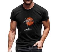 2024 Camiseta de Manga Corta Hombre Cocotero impresión Moda Camisa Casual Verano T-Shirt Cuello Redondo Fiesta Basic Deportivos Original Tops tee Talla Grande Slim Fit