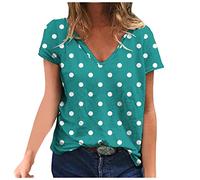 2024 Camiseta de Manga Corta Mujer Moda impresión de Lunares Camisa Verano Suelto Cuello Redondo Tumblr Tops Casual Fiesta T-Shirt Original Basic tee Camisetas Blusa