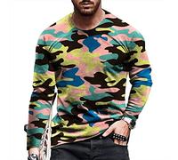 2024 Camiseta de Manga Larga Hombre Camisa Casual Jersey Camuflaje impresión Slim fit Cuello Redondo Moda Original Deportivos Jogging Fitness T-Shirt Camisa Basic Fiesta Tops tee