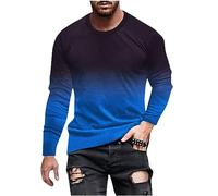 2024 Camiseta de Manga Larga Hombre Degradado Camisa Moda Primavera Verano Casual T-Shirt Cuello Redondo Original Fiesta Tops tee Talla Grande Basic Deportivos Sudaderas Jersey