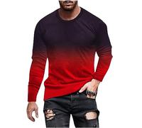 2024 Camiseta de Manga Larga Hombre Degradado Camisa Moda Primavera Verano Casual T-Shirt Cuello Redondo Original Fiesta Tops tee Talla Grande Basic Deportivos Sudaderas Jersey