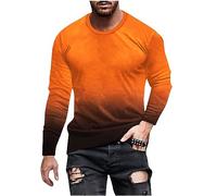2024 Camiseta de Manga Larga Hombre Degradado Camisa Moda Primavera Verano Casual T-Shirt Cuello Redondo Original Fiesta Tops tee Talla Grande Basic Deportivos Sudaderas Jersey