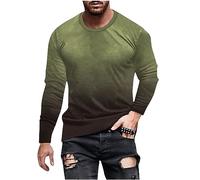 2024 Camiseta de Manga Larga Hombre Degradado Camisa Moda Primavera Verano Casual T-Shirt Cuello Redondo Original Fiesta Tops tee Talla Grande Basic Deportivos Sudaderas Jersey