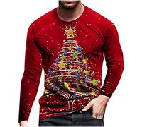 2024 Camiseta Navidad Hombre Moda Mangas Largas Jersey Navidad Estampado Cuello Redondo Sudaderas Navideña Casual Moda Suave y Confortable Sweater Sweatshirt Tops X-Mas Christmas
