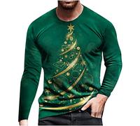 2024 Camiseta Navidad Hombre Moda Mangas Largas Jersey Navidad Estampado Cuello Redondo Sudaderas Navideña Casual Moda Suave y Confortable Sweater Sweatshirt Tops X-Mas Christmas