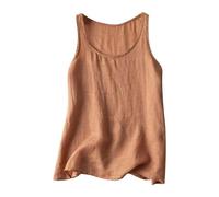 2024 Camisetas sin Mangas Algodón y Lino Mujer Verano Camiseta Tirantes Cuello en V Casual Camisola de Tank Top Camisas Blusas Cuello Redondo Color Sólido Elegantes Fitness Running Verano Comodidad