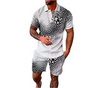 2024 Chándal Estampada para Hombre de Dos Piezas de Verano de 2 Piezas Conjuntos Botones Cuello Solapa Casual Bolsillos Comodidad Elástico Hawaiana Vacaciones Playa Suelta Moda Running Fitness