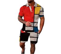 2024 Chándal Estampada para Hombre de Dos Piezas de Verano de 2 Piezas Conjuntos Botones Cuello Solapa Casual Bolsillos Comodidad Elástico Hawaiana Vacaciones Playa Suelta Moda Running Fitness