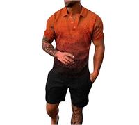2024 Chándal Estampada para Hombre de Dos Piezas de Verano de 2 Piezas Conjuntos Botones Cuello Solapa Casual Bolsillos Comodidad Elástico Hawaiana Vacaciones Playa Suelta Moda Running Fitness