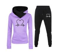 2024 Chándal Mujer Completo Invierno Original, Divertido Estampado Conjunto Ropa de Deportivo 2 Piezas Sudadera con Capucha Manga Larga y Pantalón Jogger para Fitness Jogging