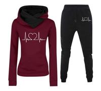 2024 Chándal Mujer Completo Invierno Original, Divertido Estampado Conjunto Ropa de Deportivo 2 Piezas Sudadera con Capucha Manga Larga y Pantalón Jogger para Fitness Jogging
