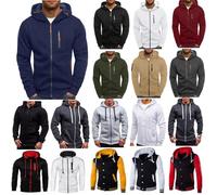 2024 Chaqueta con Capucha Hombre de Ropa Estilo Deportivo Sudadera Cierre de Cremallera Abrigo Casual de Cuello Elevado Extragrande Otoño Invierno Hombres Ajuste Casual Abrigo Color sólido Blusas