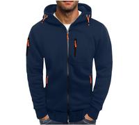2024 Chaqueta con Capucha Hombre de Ropa Estilo Deportivo Sudadera Cierre de Cremallera Abrigo Casual de Cuello Elevado Extragrande Otoño Invierno Hombres Ajuste Casual Abrigo Color sólido Blusas