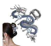 2024 Dragón Zodiaco Metal Browser Con Perlas - Pinza De Medio Cabello En Forma De Dragón Para Mantenimiento Sólido | Pinzas De Tiburón De Zinc Con Acentos Perlas | Accesorio De Para Che